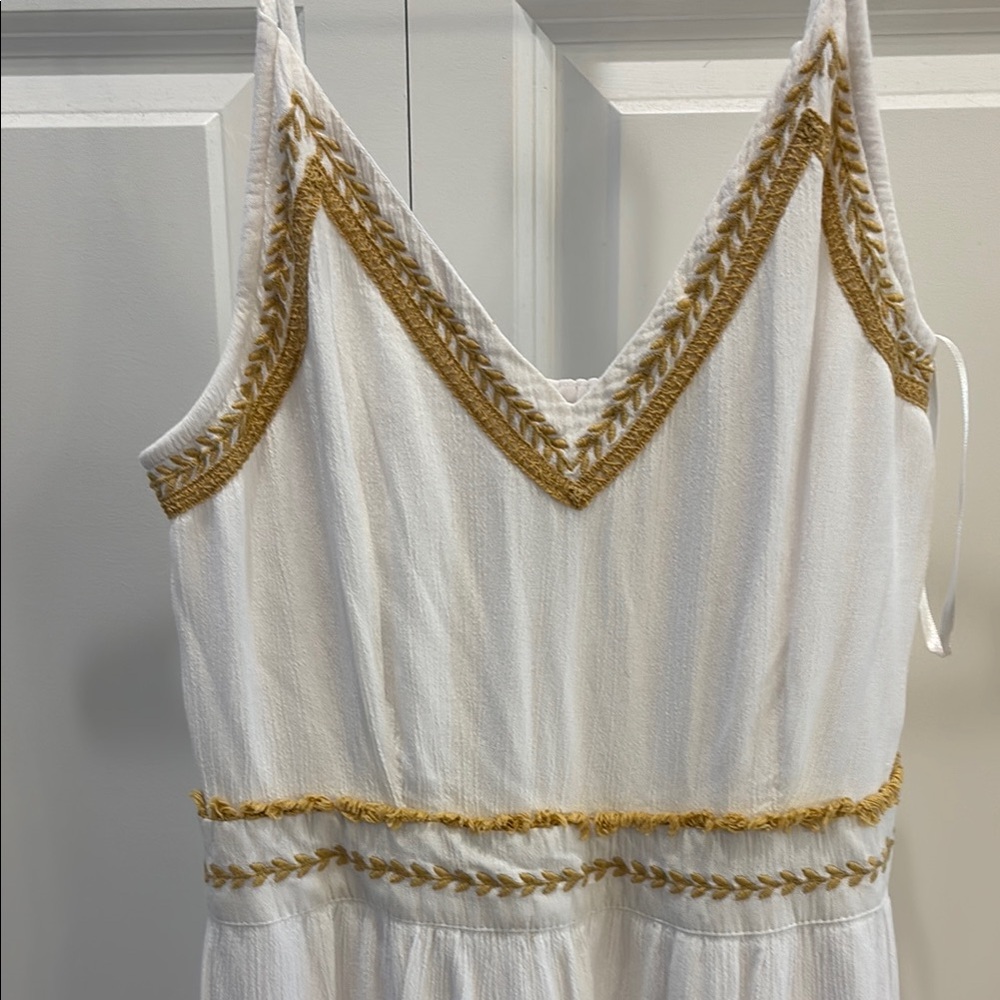 (5/$30 deal)
White boho Maxi Dress with Gold thread Accents - Picture 2 of 5